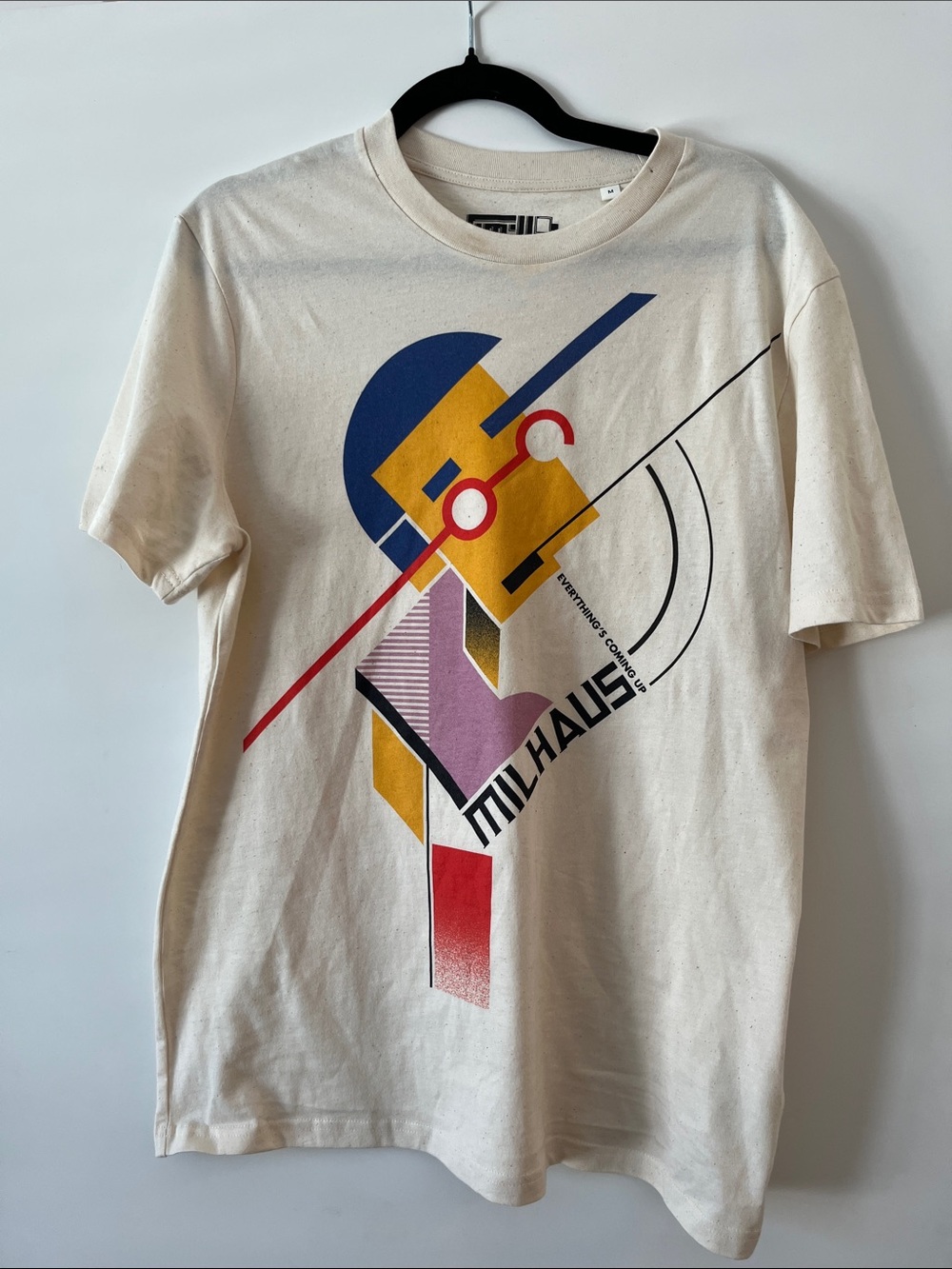 Cream Graphic Men’s T-Shirt with Abstract Multicolor Print